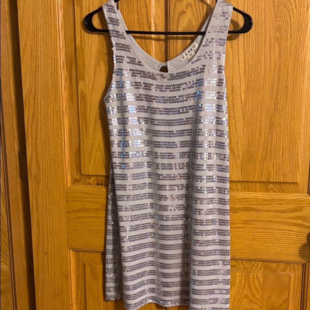 Akribos XXIV Silver Striped Sequin Dress